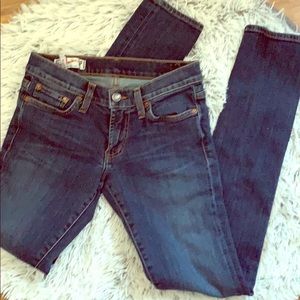 Red engine skinny jeans